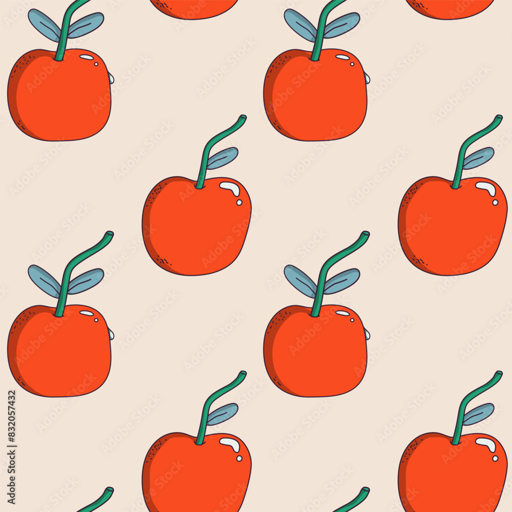 Seamless pattern with bright red cherries on a beige background. Vector illustration Seamless pattern with bright red cherries on a beige background. Vector illustration