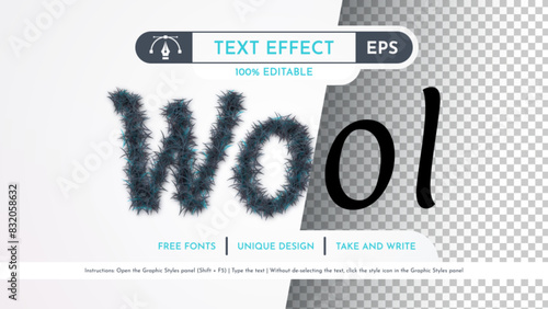 Dark Wool Effect, Graphic Style. Vector Mockup and Template. Slogan and Brand Company.