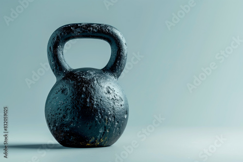Kettlebell on grey background with copy space, power lifting and fitness concept
