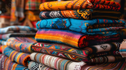 Colorful textile on local market
