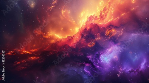 Supernova background wallpaper. Universe science astronomy. Colorful space galaxy cloud nebula. Stary night cosmos.
