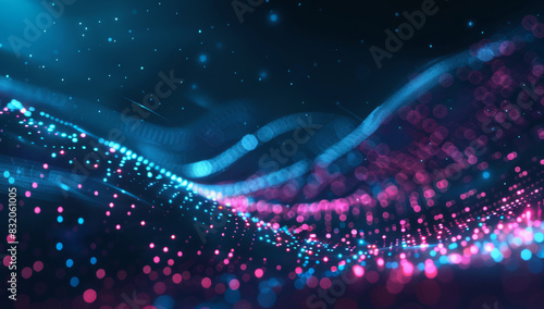 Abstract digital background with glowing lines and dots