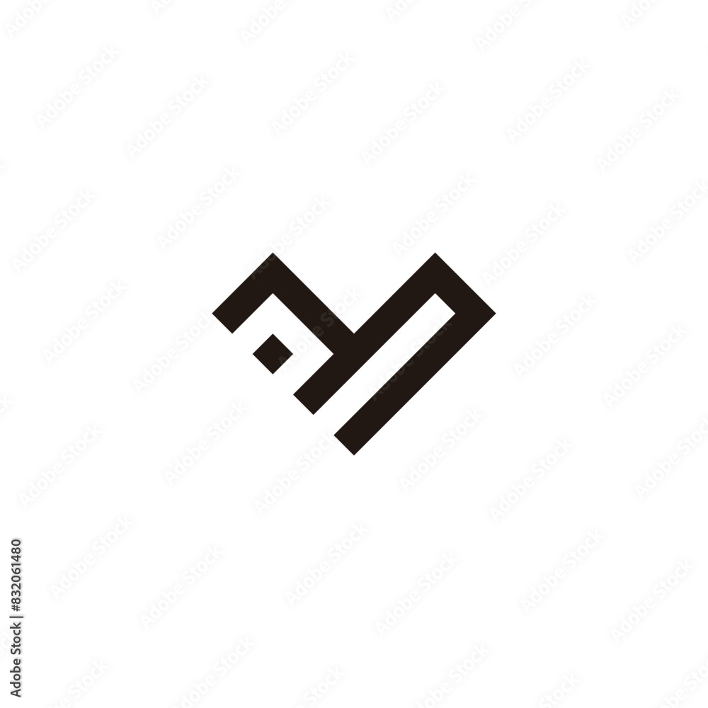 Letter n and m, heart, square geometric symbol simple logo vector Letter n and m, heart, square geometric symbol simple logo vector