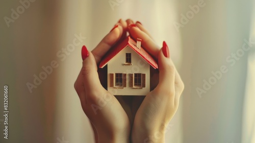 The tiny house in hands photo