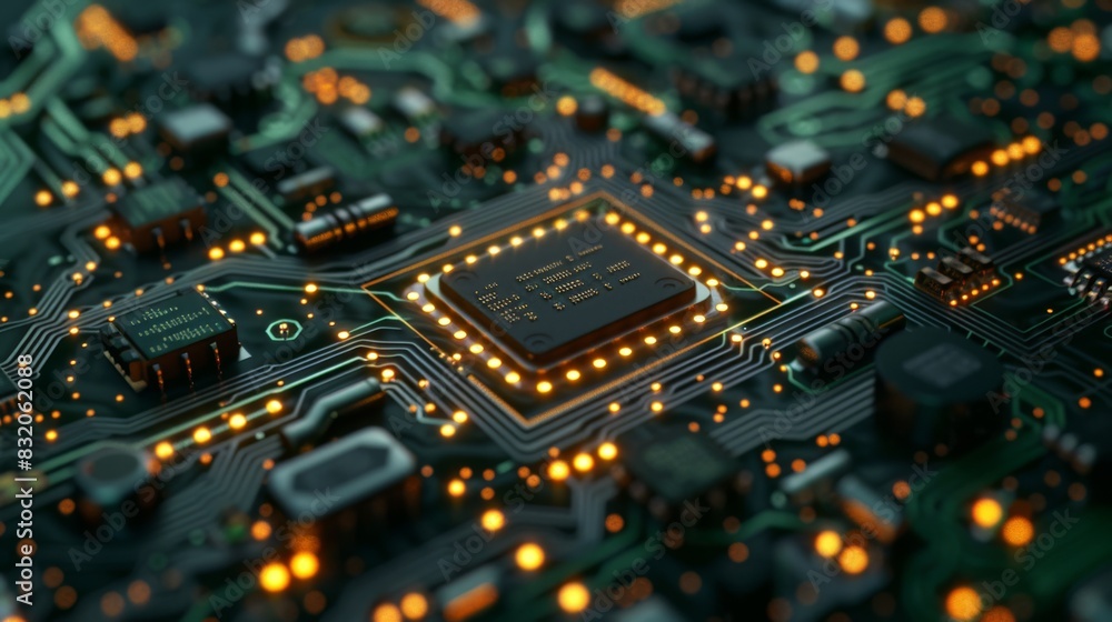 The illuminated microchip circuit The illuminated microchip circuit