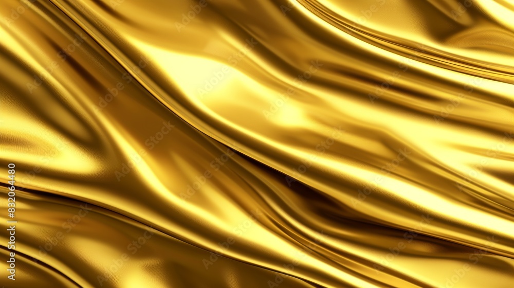 Fototapeta premium Luxurious Abstract Gold Accent Shiny Silk Foil Metal Material Texture Background