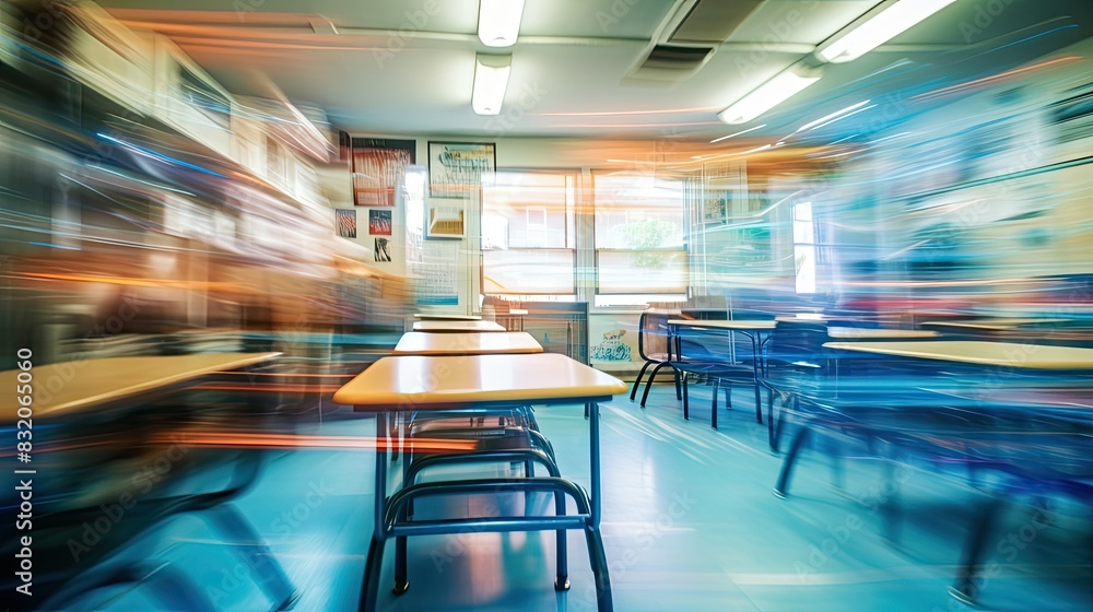 A Blurry image of elementary school classroom A Blurry image of elementary school classroom