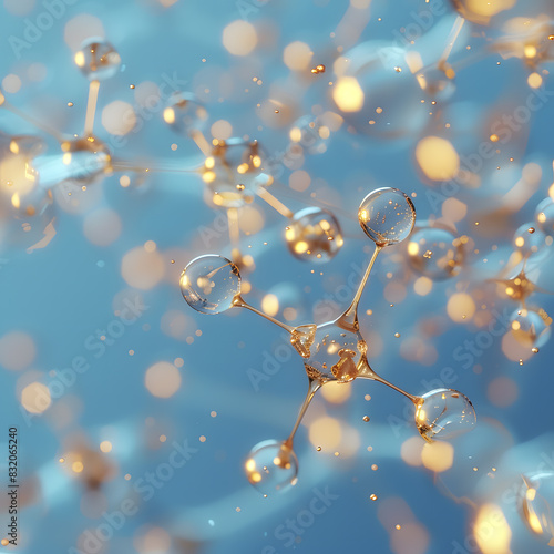 3D background of water biological and organic glass technology molecules About beauty and cosmetic skin