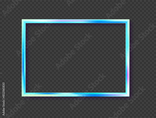 Rectangular holographic frames. Colorful rectangle gradient border template vector
