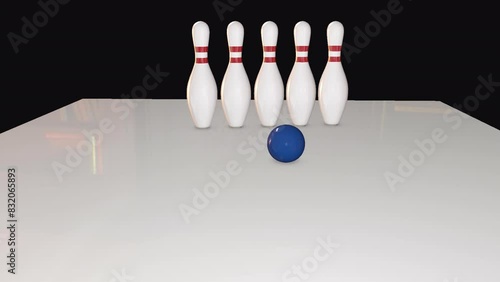 bowling ball hit bowling pins..then bowling pins falling