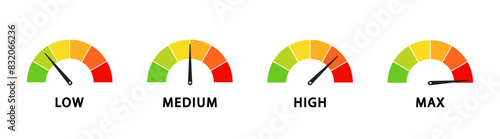 Speedometer rating vector template. Collection tachometer. Customers indicators of satisfaction