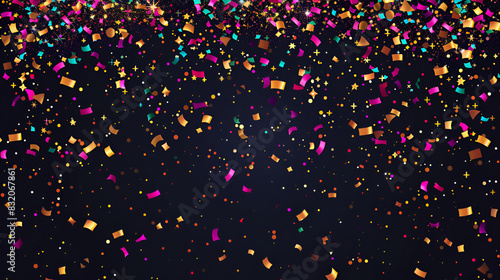 3d abstract colorful glitter in shades of pink, purple, blue, red and yellow in front of a dark glitter  background with a purple light from below, 3D illustration
