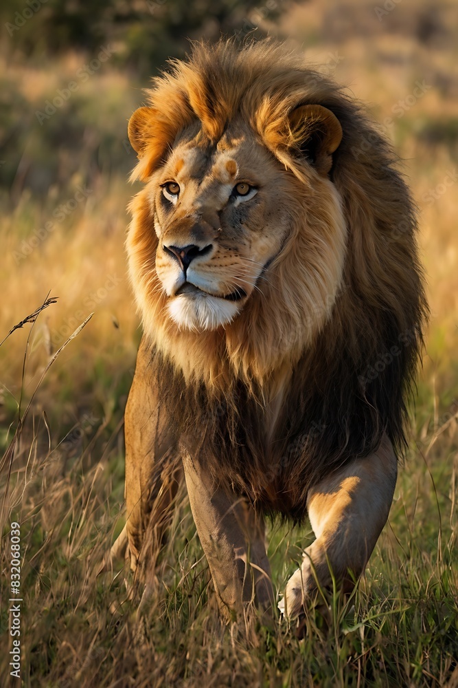 Majestic portrait of a regal lion, the king of the jungle, roaring with mighty force, showcasing its powerful muscles,shaggy mane, and fierce gaze, exuding strength, courage, and dominance in the wild Majestic portrait of a regal lion, the king of the jungle, roaring with mighty force, showcasing its powerful muscles,shaggy mane, and fierce gaze, exuding strength, courage, and dominance in the wild