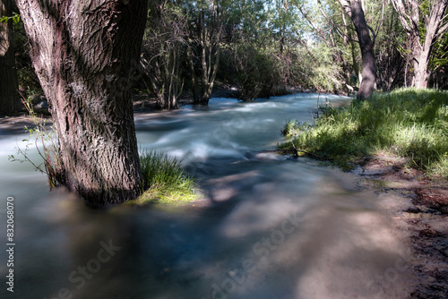 Rio Genil, Granada, larga exposición de río Genil a su paso por Cenes de la Vega, turismo rural, tranquilidad, senderismo, ocio saludable photo