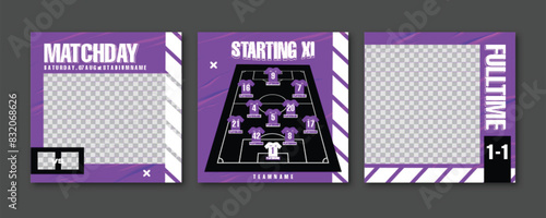 Sport Social Media Post Template , Football Match Day , Starting 11 , Starting Eleven , Player name  and Number