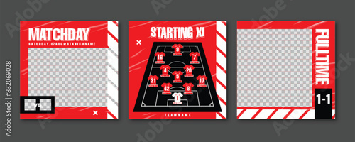 Sport Social Media Post Template , Football Match Day , Starting 11 , Starting Eleven , Player name  and Number