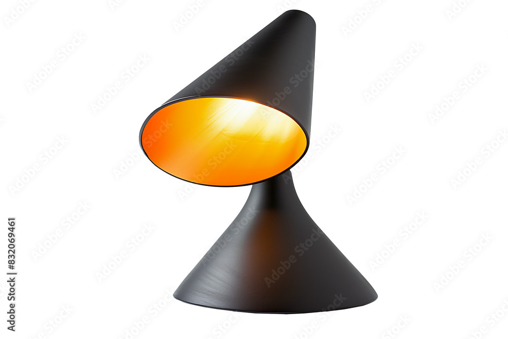 A black lamp with a yellow shade A black lamp with a yellow shade