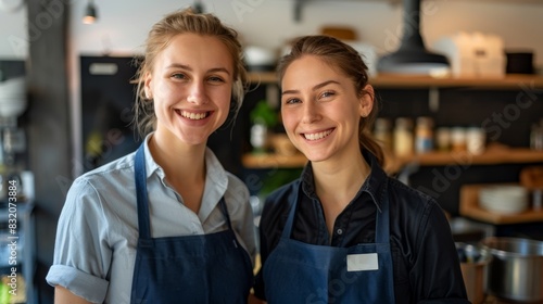 The smiling cafe baristas photo