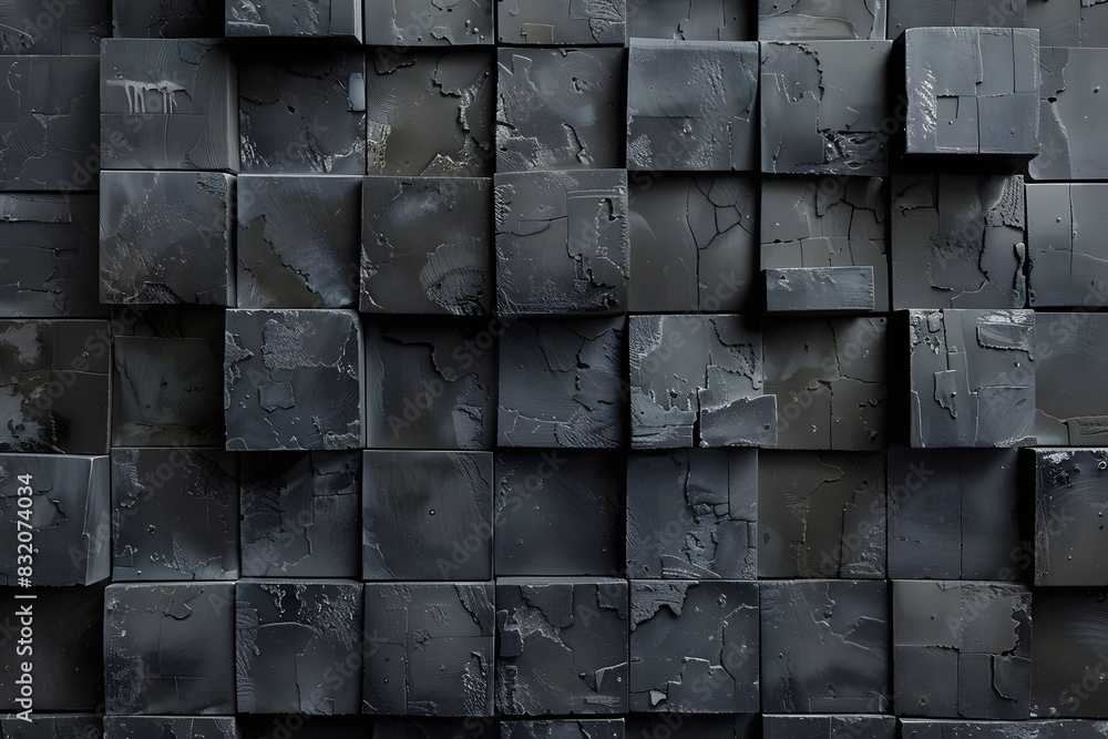 Abstract Geometric Blocks on Black Background 3D Render Abstract Geometric Blocks on Black Background 3D Render