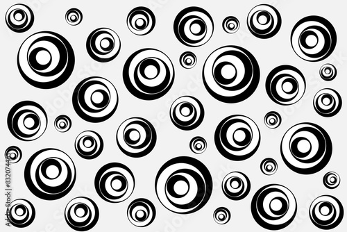 Black and white beads illustration. Wallpaper design with black and white circles.