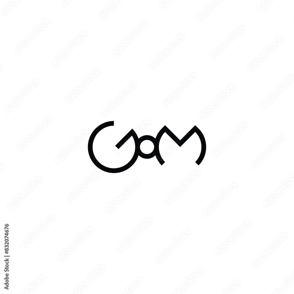 letters G,O and M connected simple vector logo symbol letters G,O and M connected simple vector logo symbol