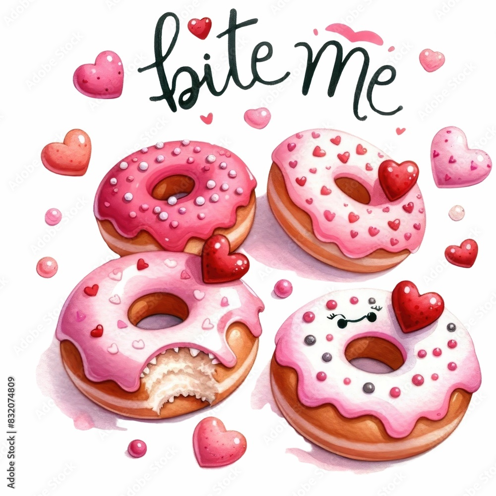 Kawaii Colorful sweet doughnuts dessert on white background. Kawaii Colorful sweet doughnuts dessert on white background.