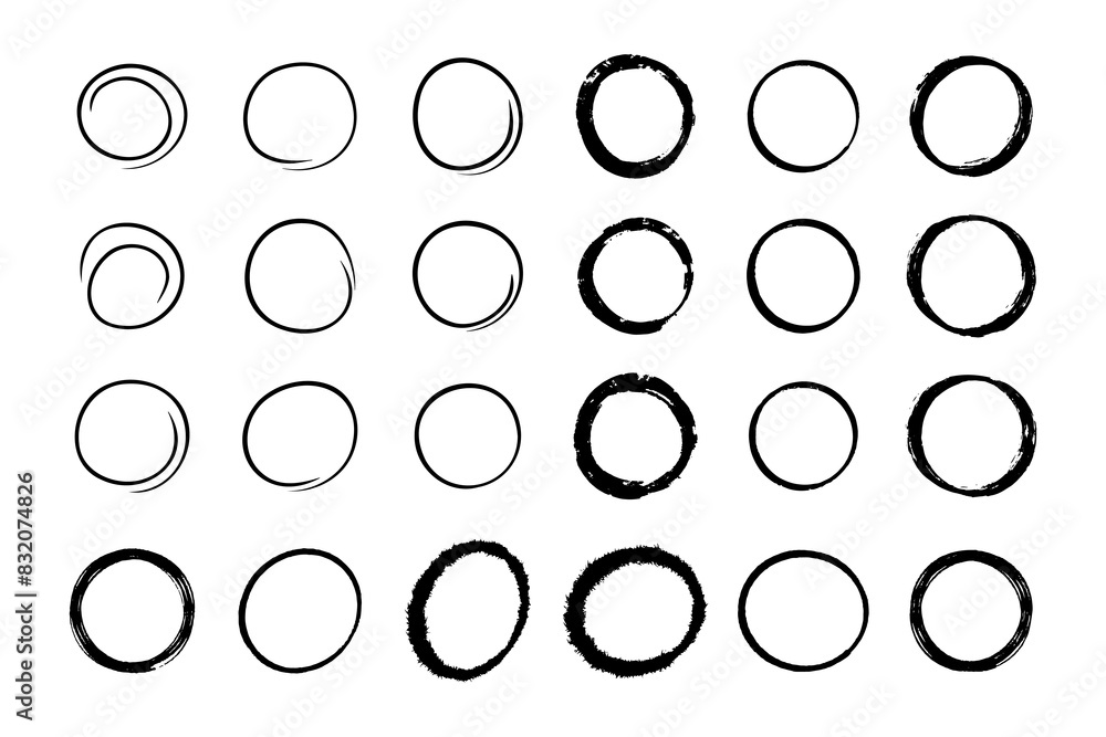 Super set of circles lines sketch hand drawn. Doodle circles for design elements Super set of circles lines sketch hand drawn. Doodle circles for design elements