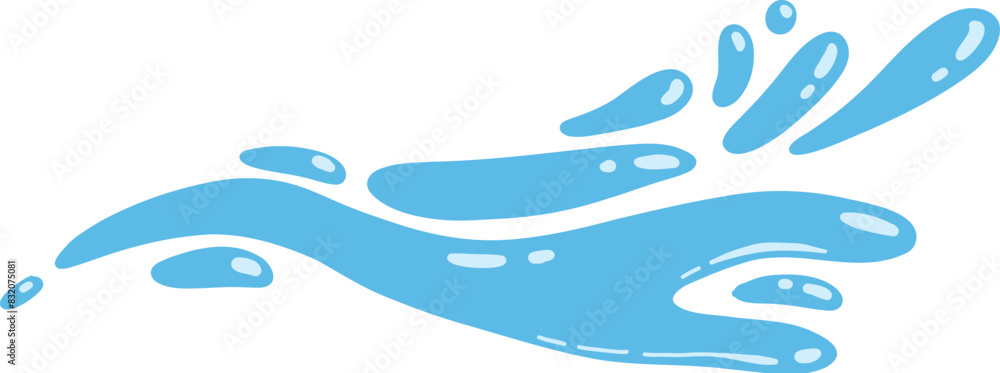 Cartoon blue dripping water drop, splash, spray and tear. Liquid flow, wave, stream and puddle. Nature water motion shape vector. Illustration of rain water drop, liquid splash Cartoon blue dripping water drop, splash, spray and tear. Liquid flow, wave, stream and puddle. Nature water motion shape vector. Illustration of rain water drop, liquid splash