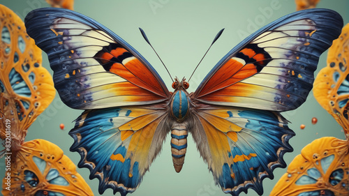 Macro photograph capturing the intricate mutations of a mutated butterfly, its delicate beauty tainted by grotesque abnormalities, Generative AI photo