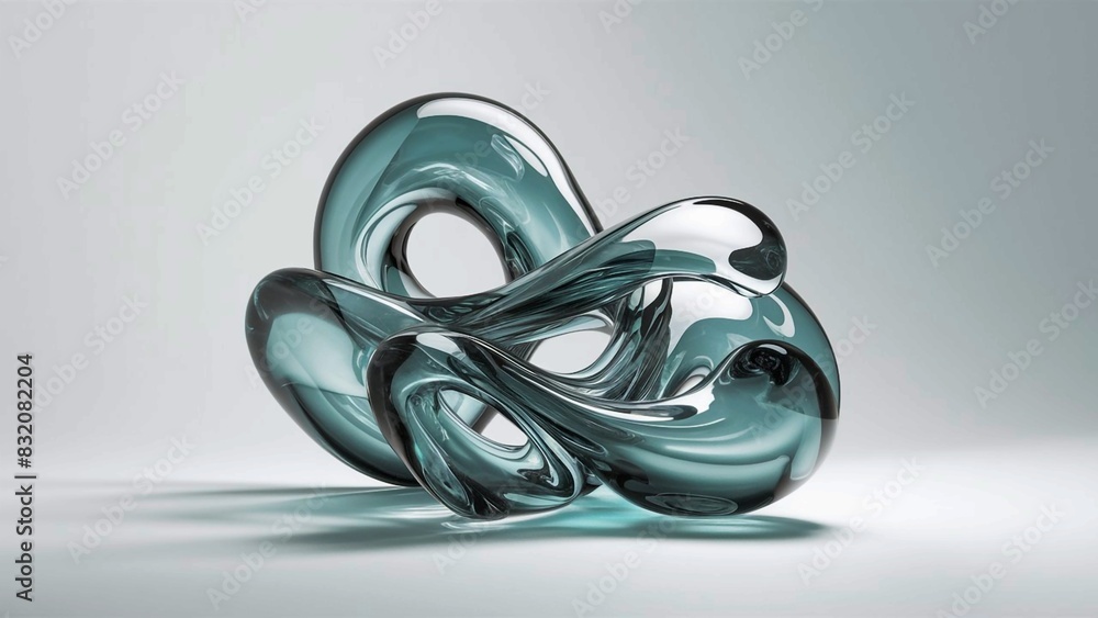 Fototapeta premium Abstract glass shape on white background, 3d render 