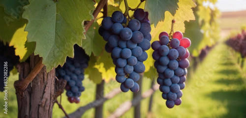 Bunches of ripe grapes