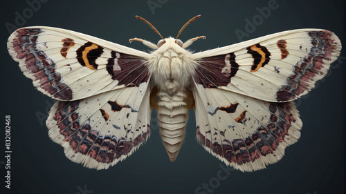 High-resolution image of a mutated moth with malformed wings and asymmetrical markings, a haunting depiction of biological distortion, Generative AI photo