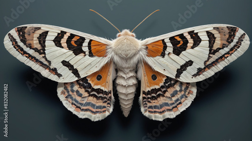 High-resolution image of a mutated moth with malformed wings and asymmetrical markings, a haunting depiction of biological distortion, Generative AI photo