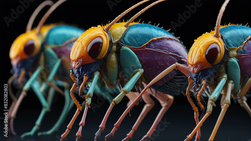 Macro photograph capturing the intricate mutations of mutated alien insects, their alien morphology combining with grotesque abnormalities, Generative AI photo