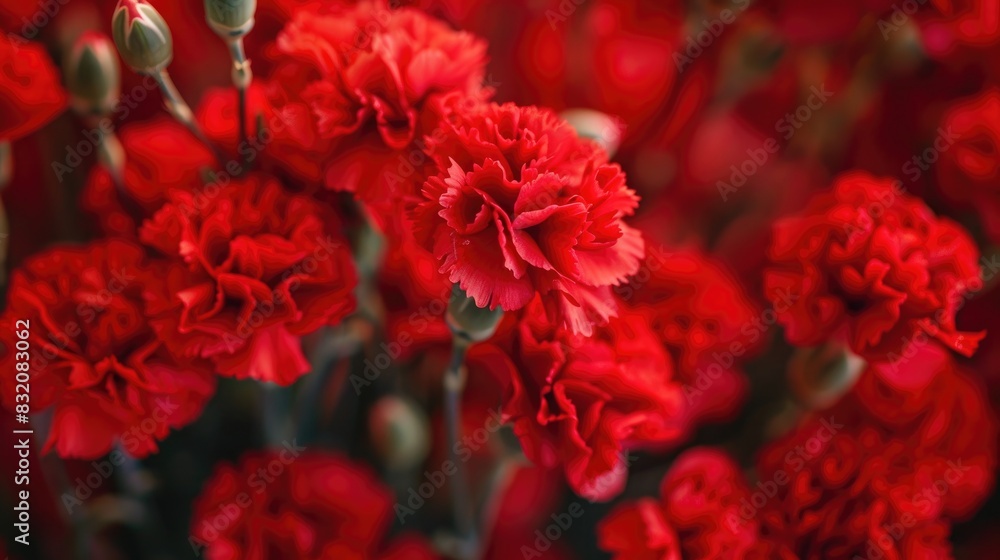 Blooming red carnations