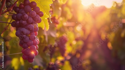 Close up view of a fresh vineyard symbolizing growth and farming photo