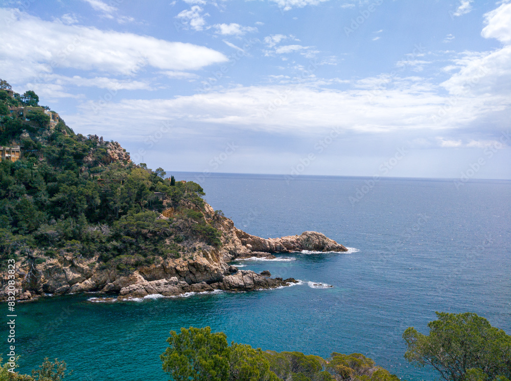 View of the sea and the cliff in the Costa Brava, Mediterranean sea View of the sea and the cliff in the Costa Brava, Mediterranean sea
