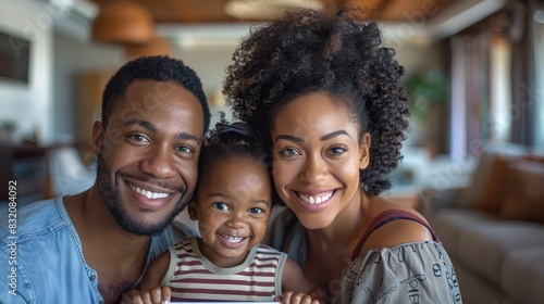 Happy family holding life insurance policy documents at home