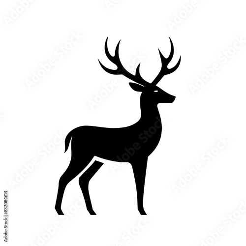 Elegant Silhouette Of A Deer Standing Against A White Background