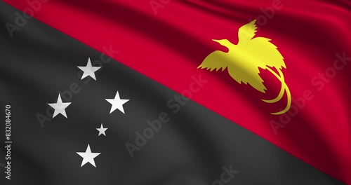 flag of Papua New Guinea. Papua New Guinea flag background. 4k 60FPS photo