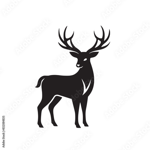 Elegant Silhouette Of A Deer Standing Against A White Background