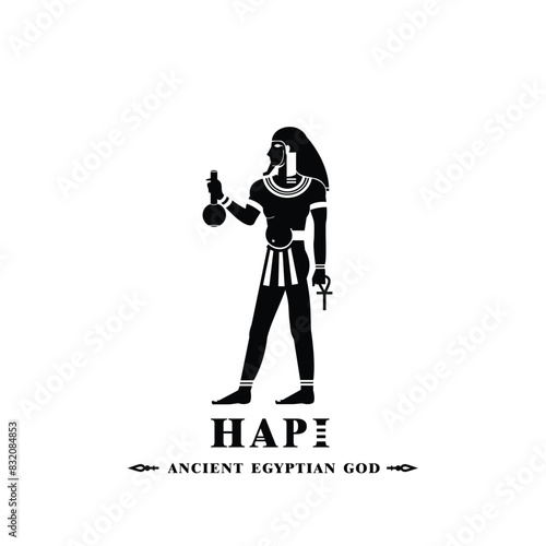Ancient egyptian god hapi silhouette, middle east god Logo