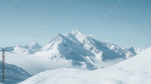 Snow covered mountain under a clear sky © pngking