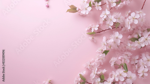 Wallpaper Mural Springtime banner with white flowers on a pink background – wedding, Mother's Day, or women's day greeting card. Torontodigital.ca