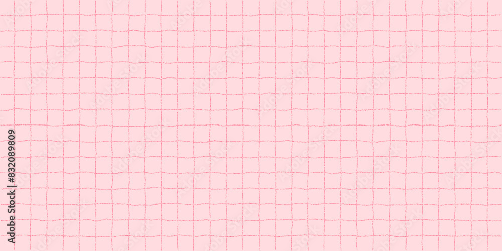 Textured sheet of pink checkered paper with a stipple effect. Cute pastel background, irregular geometric pattern.