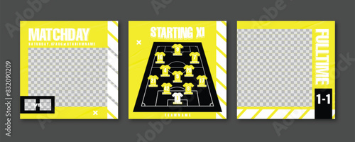 Sport Social Media Post Template , Football Match Day , Starting 11 , Starting Eleven , Player name  and Number