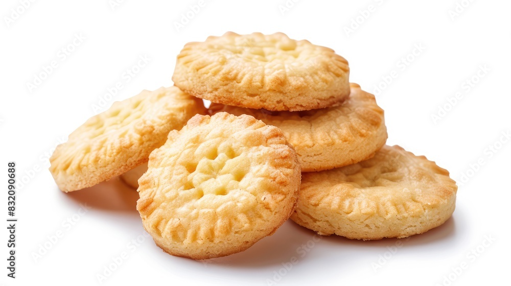 Group of palm cheese cookies isolated on white background with clipping path