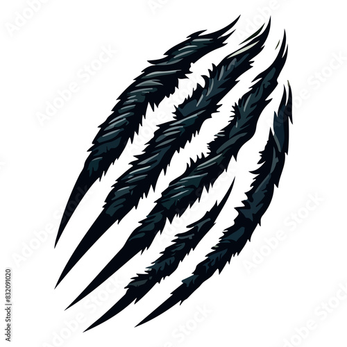 Claw marks scratch marks of dragon, bear, tiger beast, Silhouette vector illustration, Generative Ai