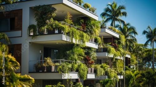 Energy efficient high rise with green facade and sustainable lush greenery design © anwel