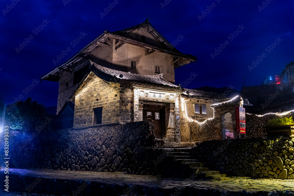 Night shot of the Yunshuiyao Ancient Town, Hakka, Fujian, China Night shot of the Yunshuiyao Ancient Town, Hakka, Fujian, China